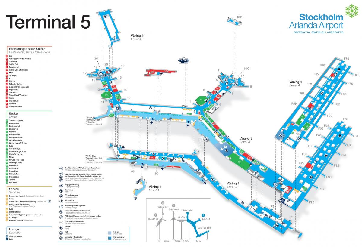 სტოკჰოლმის აეროპორტის ტერმინალის 5 რუკა