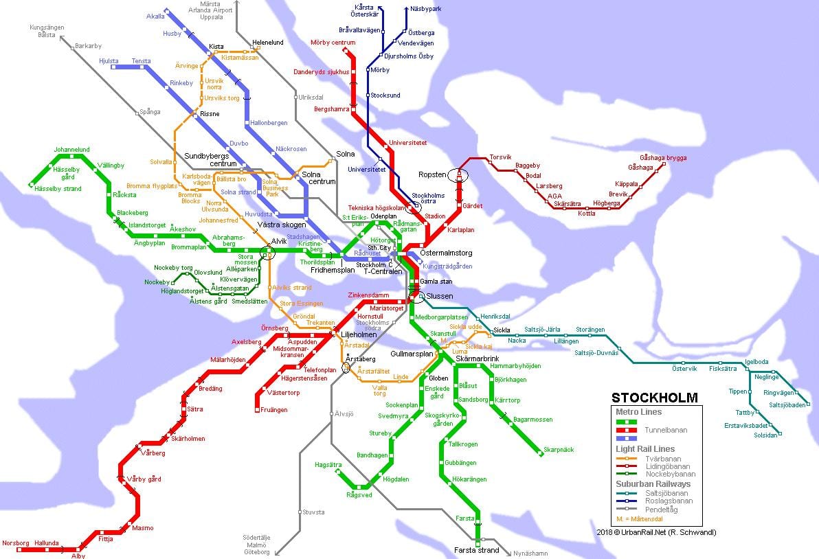 შვედეთი tunnelbana რუკა