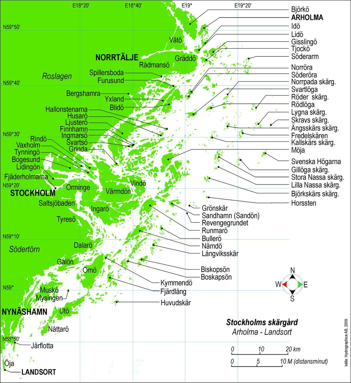 რუკა სტოკჰოლმში კუნძულები