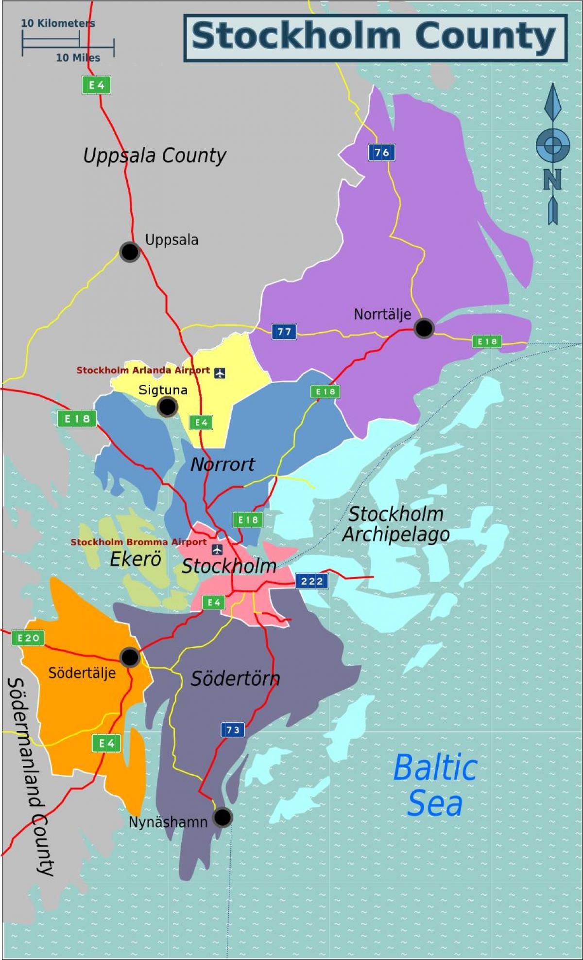 რუკა სტოკჰოლმში შვედეთის ფართი