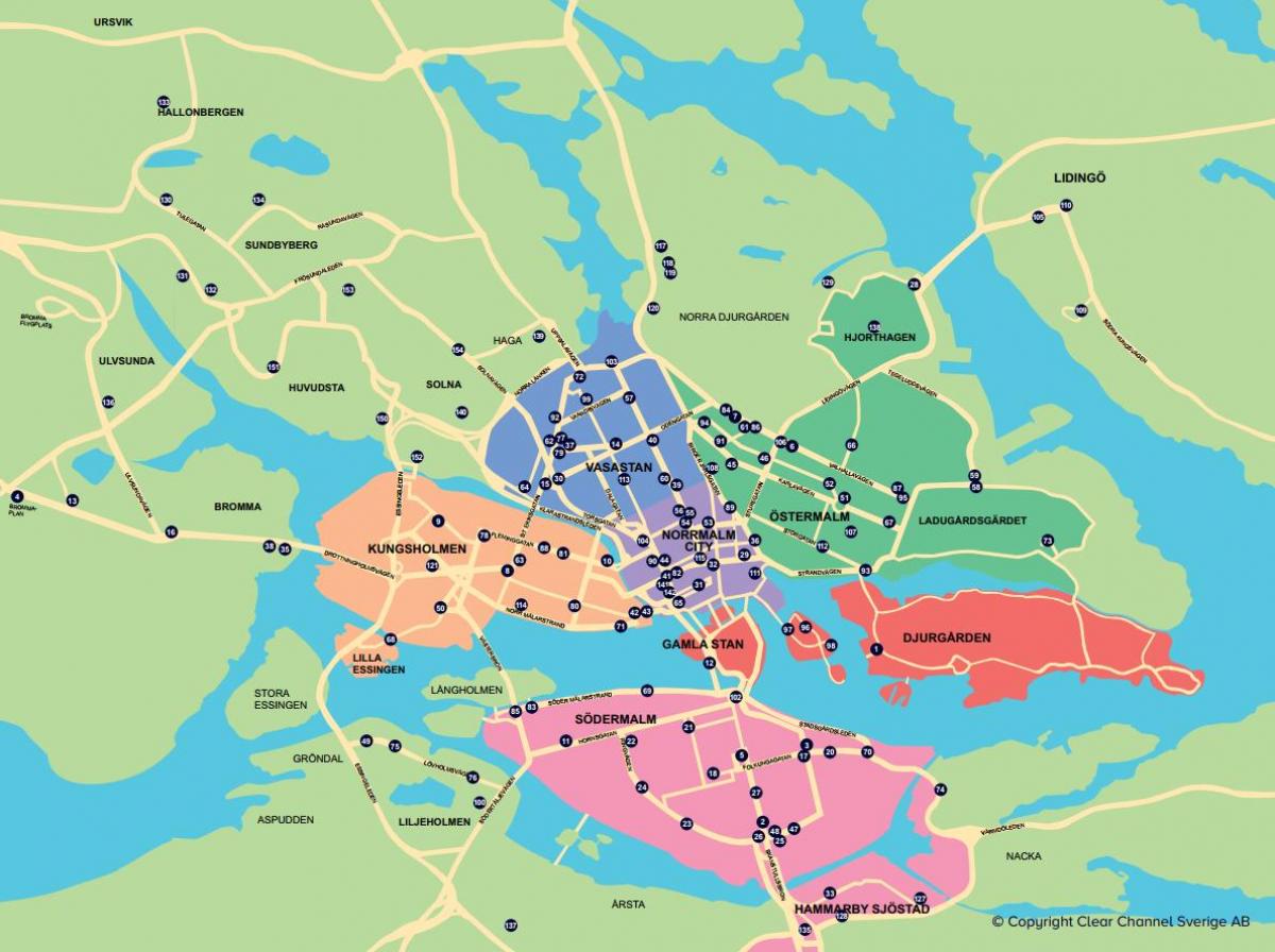 რუკა ქალაქის ველოსიპედით რუკა სტოკჰოლმში