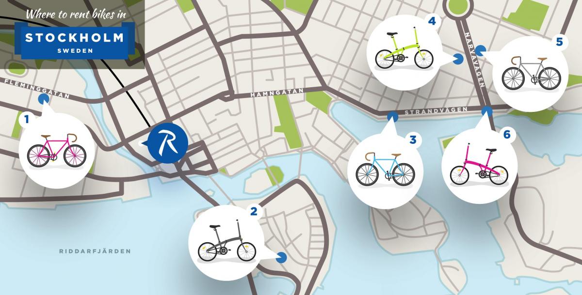 სტოკჰოლმში ქალაქის ველოსიპედი რუკა