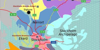 რუკა სტოკჰოლმში შვედეთის ფართი